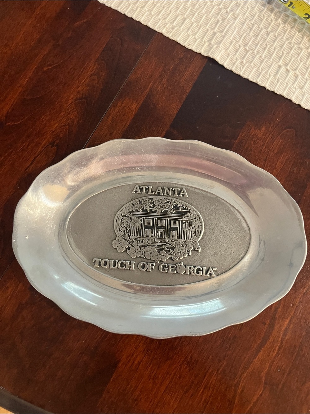 Embossed Pewter Serving Tray with Maker's Mark